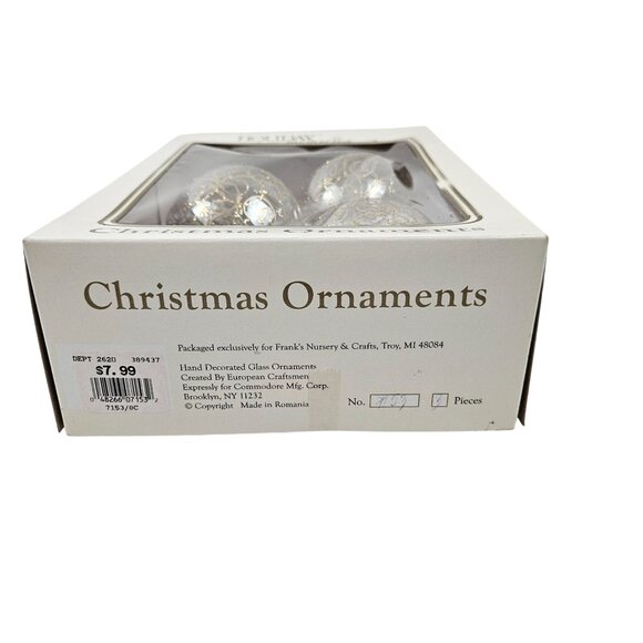 Commodore Holiday Memories 3 Glass Christmas Ornaments Gold Filigree Romania - Picture 10 of 10